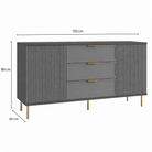 Comodă PORTOFINO antracit cu 3 sertare și 2 uși, MDF frezat riflat, 150x40x80 cm Arboteca