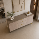 Comodă PORTOFINO cașmir bazalt cu 3 sertare, MDF vopsit, 150x40x80 cm Arboteca