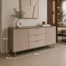 Comodă PORTOFINO cașmir bazalt cu 3 sertare, MDF vopsit, 150x40x80 cm Arboteca