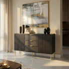 Comodă PORTOFINO neagră cu 3 sertare și 2 uși, MDF vopsit mat, 150x40x80 cm Default Title Arboteca