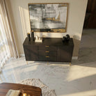 Comodă PORTOFINO neagră cu 3 sertare și 2 uși, MDF vopsit mat, 150x40x80 cm Arboteca
