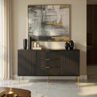 Comodă PORTOFINO neagră cu 3 sertare și 2 uși, MDF vopsit mat, 150x40x80 cm Arboteca
