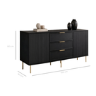 Comodă PORTOFINO neagră cu 3 sertare și 2 uși, MDF vopsit mat, 150x40x80 cm Arboteca