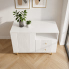 Comodă RAVELLO albă cu 2 sertare și 1 ușă, MDF riflat vopsit, 105x40x80 cm Arboteca