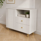 Comodă RAVELLO albă cu 2 sertare și 1 ușă, MDF riflat vopsit, 105x40x80 cm Arboteca
