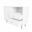 Comodă RAVELLO albă cu 2 sertare și 1 ușă, MDF riflat vopsit, 105x40x80 cm Arboteca