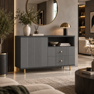 Comodă RAVELLO antracit cu 2 sertare și 1 ușă, MDF riflat vopsit, 105x40x80 cm Arboteca