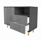 Comodă RAVELLO antracit cu 2 sertare și 1 ușă, MDF riflat vopsit, 105x40x80 cm Arboteca