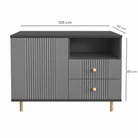 Comodă RAVELLO antracit cu 2 sertare și 1 ușă, MDF riflat vopsit, 105x40x80 cm Arboteca