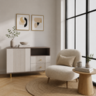 Comodă RAVELLO casmir bazalt cu 2 sertare și 1 ușă, MDF riflat vopsit, 105x40x80 cm Arboteca