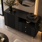 Comodă RAVELLO neagră cu 2 sertare și 1 ușă, MDF riflat vopsit, 105x40x80 cm Arboteca