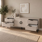 Comodă TV CASARES casmir cu 2 uși și 4 sertare, MDF riflat vopsit, 200x42x58 cm Arboteca