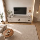 Comodă TV CASARES casmir bazalt cu 2 uși și 4 sertare, MDF riflat vopsit, 200x42x58 cm Arboteca