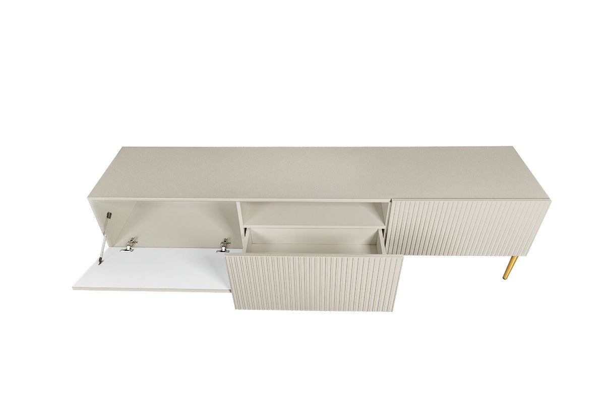 Comoda TV Nicole, 200 cm latime, cașmir / picioare aurii Arboteca