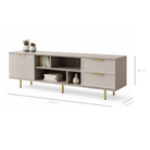 Comodă TV PORTOFINO cașmir bazalt cu 1 ușă riflată și 2 sertare, MDF vopsit, 150x40x56 cm Arboteca