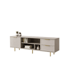 Comodă TV PORTOFINO cașmir bazalt cu 1 ușă riflată și 2 sertare, MDF vopsit, 150x40x56 cm Arboteca