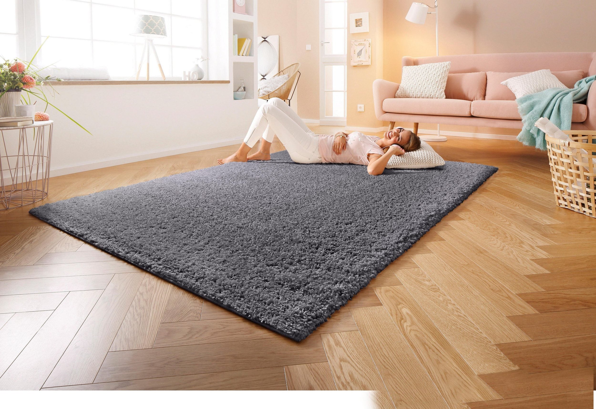 Covor Shaggy 240 × 320 cm, gri, fir lung 30 mm Arboteca