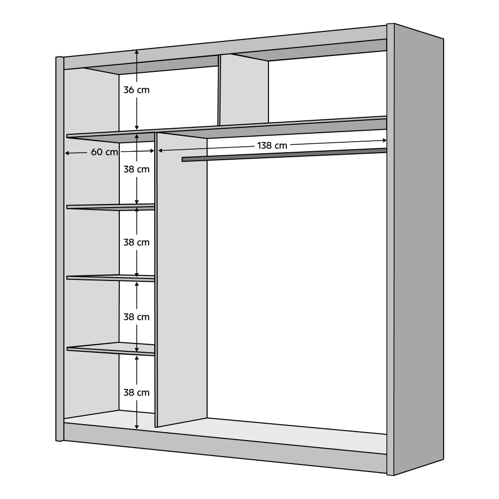 Dulap cu uși glisante CRAFT, negru/stejar craft, cu oglindă, 203x215 cm Kondela