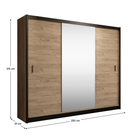 Dulap cu uși glisante CRAFT, negru/stejar craft, cu oglindă, 250x215 cm Kondela