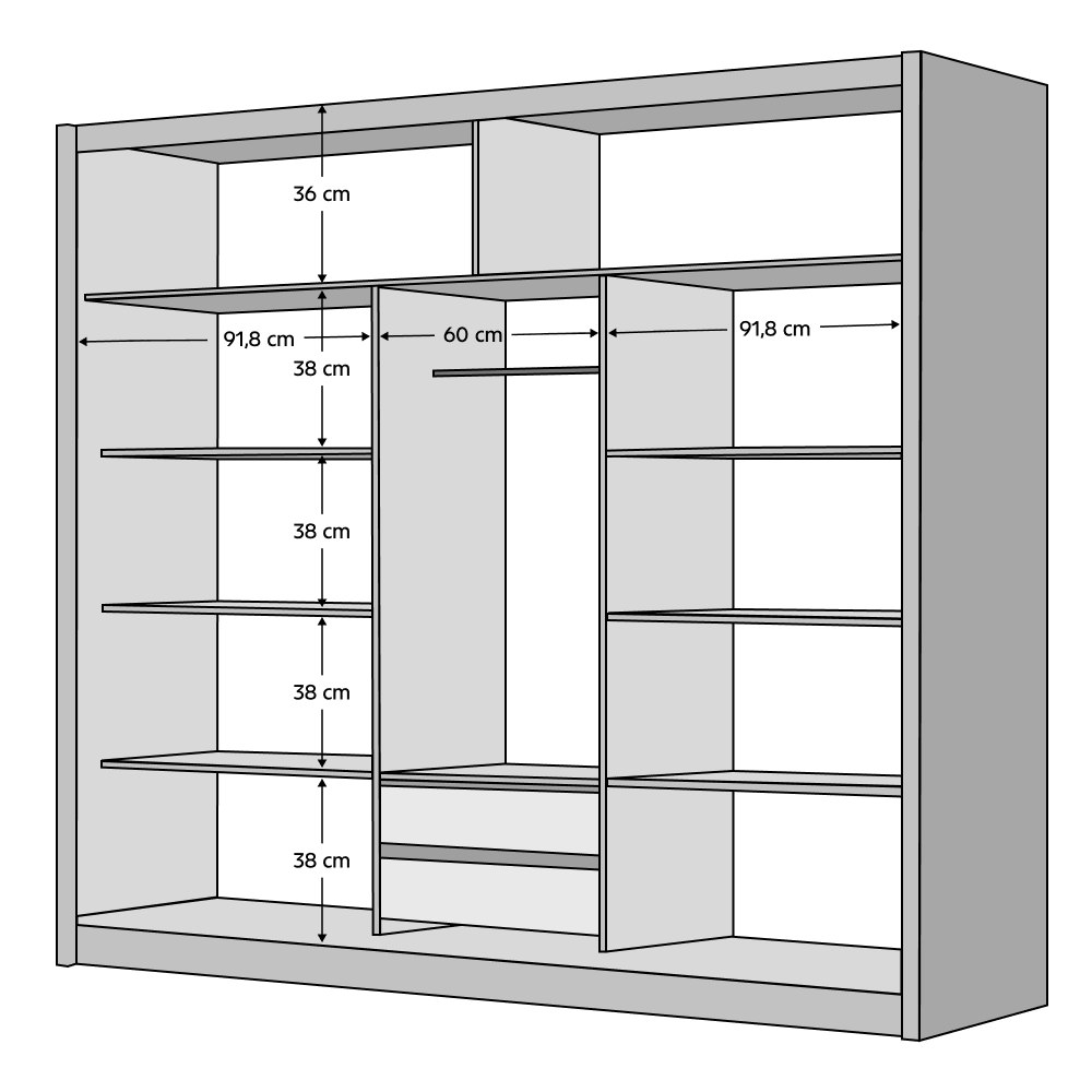 Dulap cu ușă glisantă MONCAO 250, stejar sonoma/gri, 250x60x215 cm Kondela