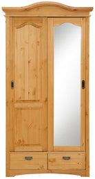 Dulap Konrad cu uși glisante, pin masiv natur, 111×207×64 cm Arboteca