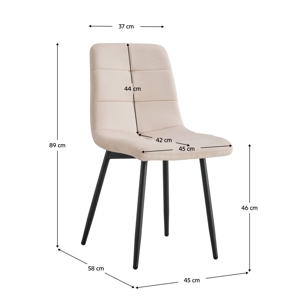 Scaun dining REDONDO TIP 1, material bej Velvet / metal, 45x58x89 cm Kondela