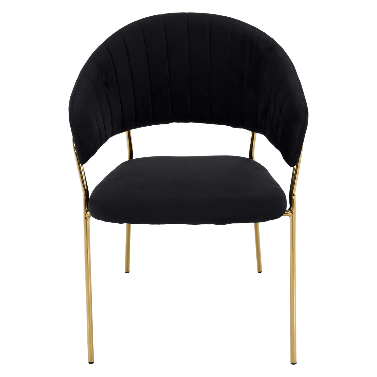 Scaun de sufragerie de design ANAGNI TIP 1, material Velvet negru/gold crom auriu, 58x53x81.5 cm Kondela