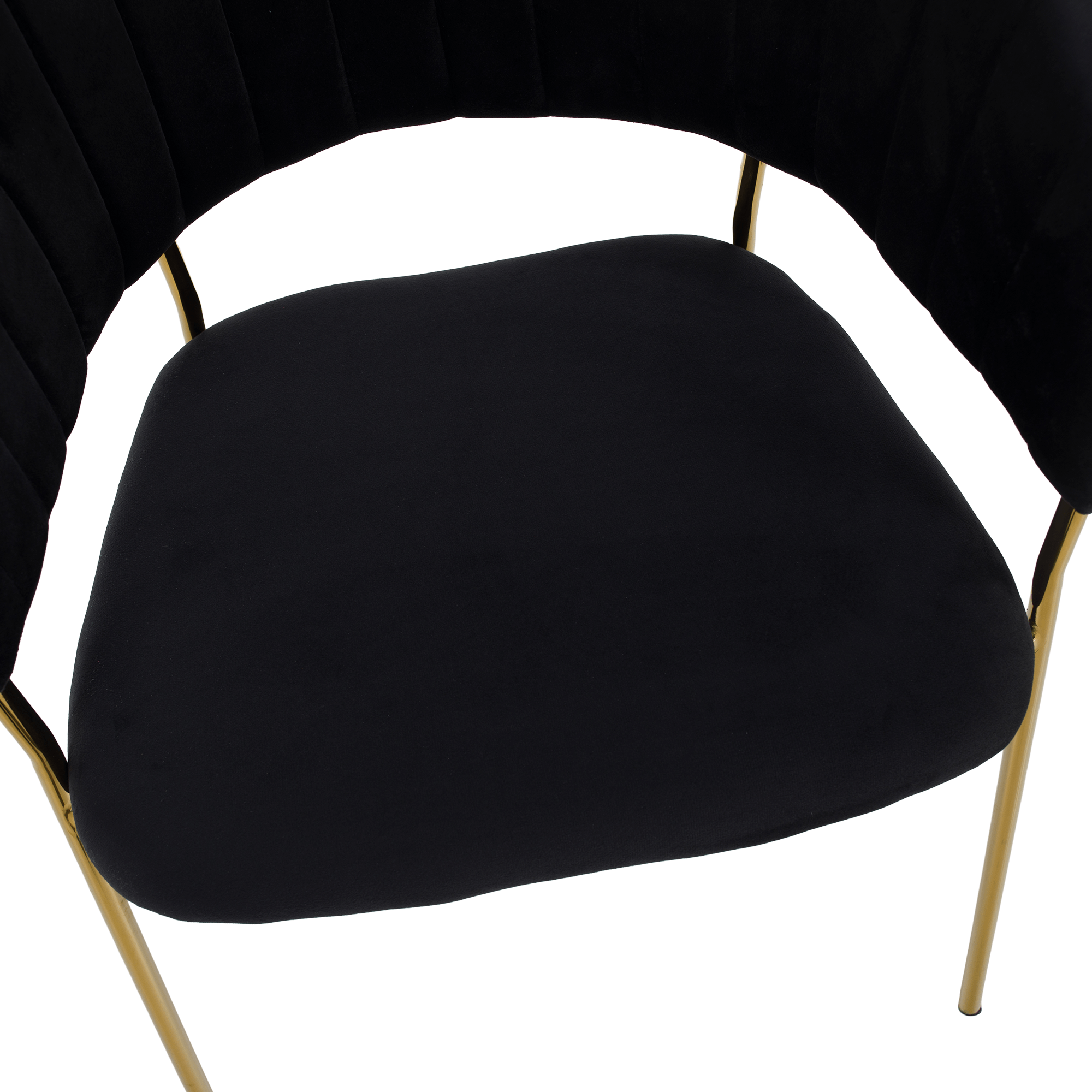 Scaun de sufragerie de design ANAGNI TIP 1, material Velvet negru/gold crom auriu, 58x53x81.5 cm Kondela