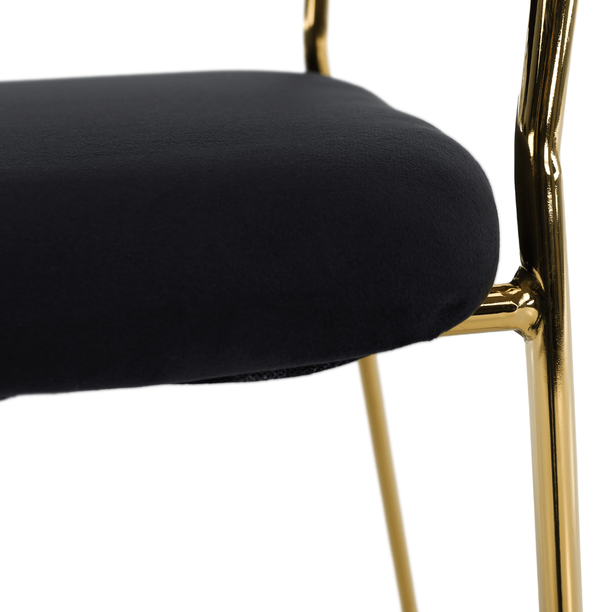Scaun de sufragerie de design ANAGNI TIP 1, material Velvet negru/gold crom auriu, 58x53x81.5 cm Kondela