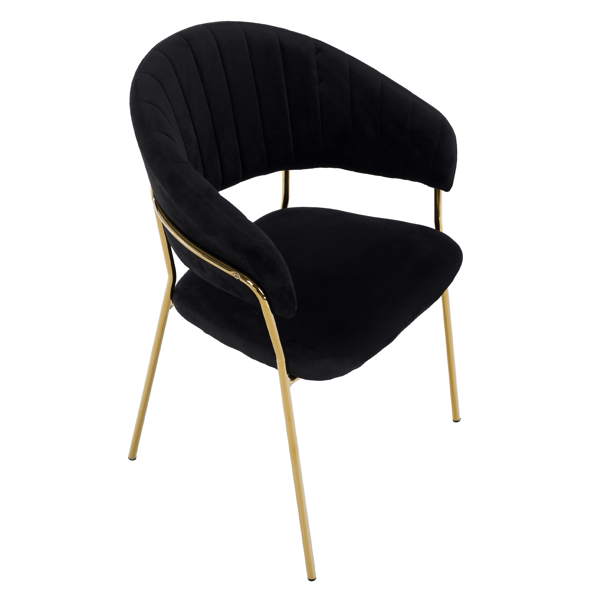 Scaun de sufragerie de design ANAGNI TIP 1, material Velvet negru/gold crom auriu, 58x53x81.5 cm Kondela