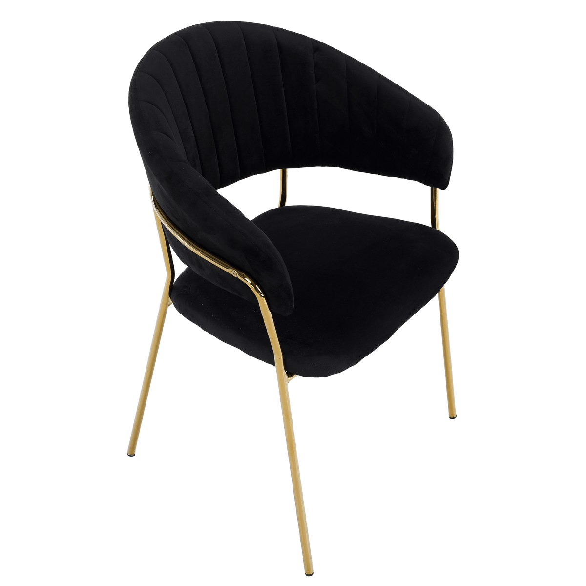 Scaun de sufragerie de design ANAGNI TIP 1, material Velvet negru/gold crom auriu, 58x53x81.5 cm Kondela