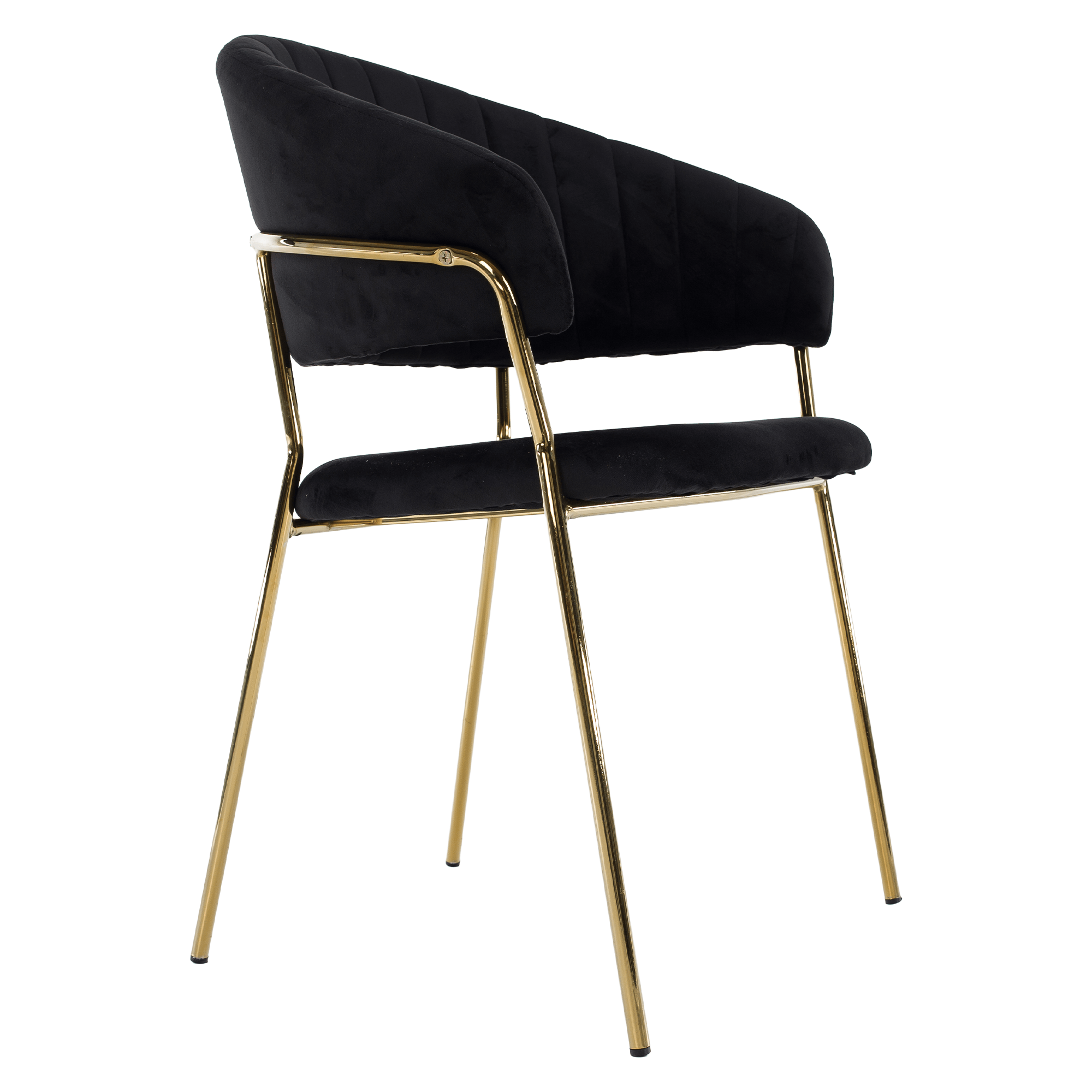 Scaun de sufragerie de design ANAGNI TIP 1, material Velvet negru/gold crom auriu, 58x53x81.5 cm Kondela