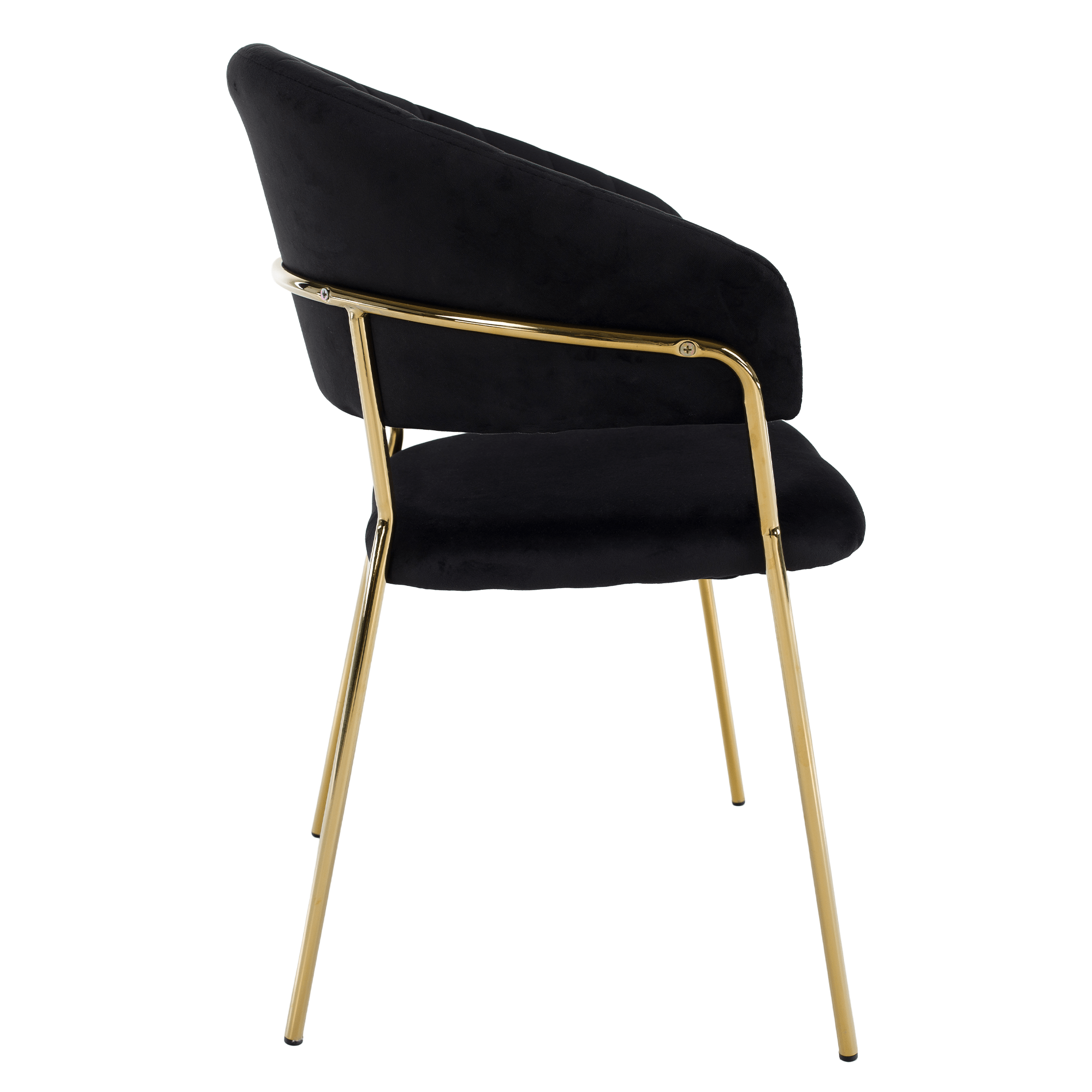 Scaun de sufragerie de design ANAGNI TIP 1, material Velvet negru/gold crom auriu, 58x53x81.5 cm Kondela