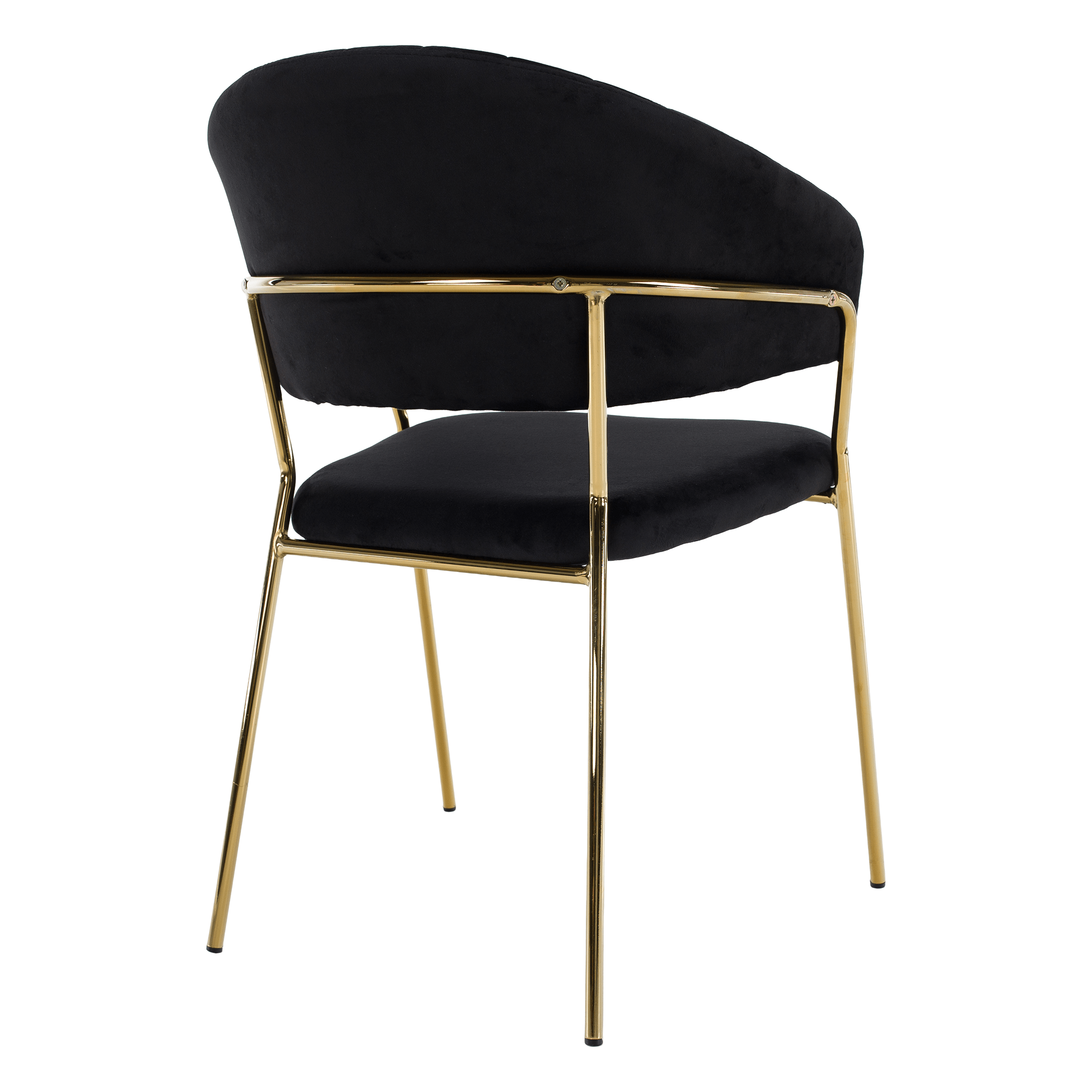 Scaun de sufragerie de design ANAGNI TIP 1, material Velvet negru/gold crom auriu, 58x53x81.5 cm Kondela