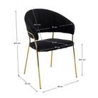 Scaun de sufragerie de design ANAGNI TIP 1, material Velvet negru/gold crom auriu, 58x53x81.5 cm Kondela