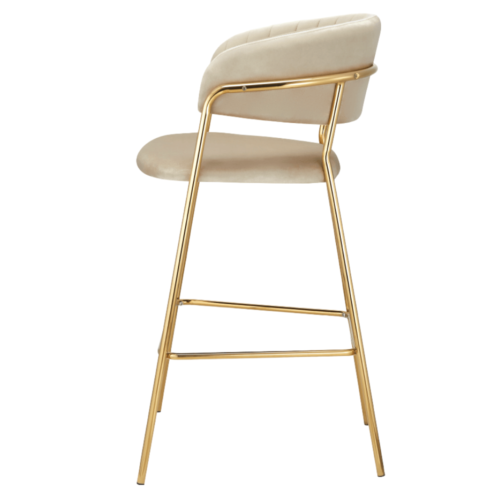 Scaun de bar de design, ţesătură bej Velvet/gold crom auriu, DASMIN NEW TIP 2 Kondela