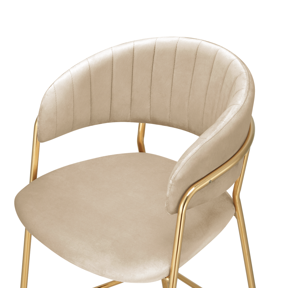 Scaun de bar de design, ţesătură bej Velvet/gold crom auriu, DASMIN NEW TIP 2 Kondela