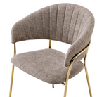 Fotoliu de sufragerie de design ANAGNI TIP 1, textil maro/gold crom auriu, 58x53x81.5 cm Kondela