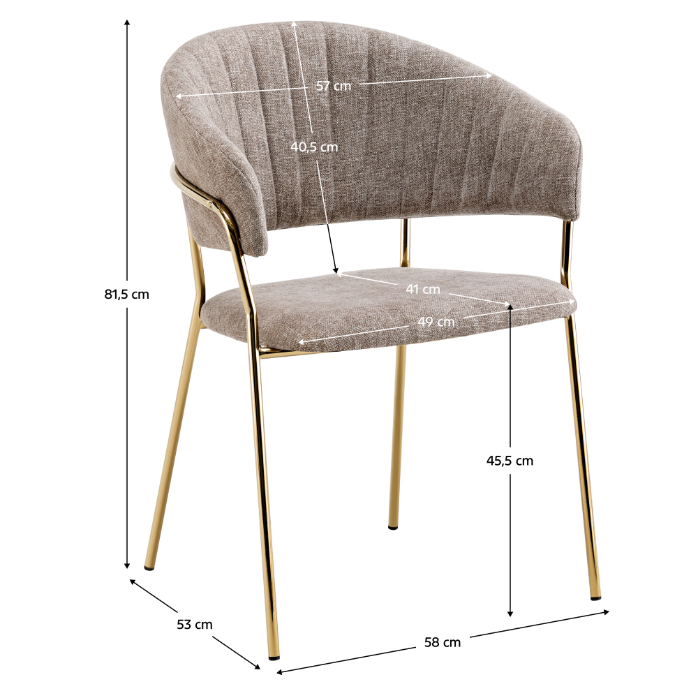 Fotoliu de sufragerie de design ANAGNI TIP 1, textil maro/gold crom auriu, 58x53x81.5 cm Kondela