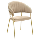 Fotoliu de sufragerie de design ANAGNI TIP 1, bej, Velvet/gold crom auriu, 57x53x76 cm Kondela