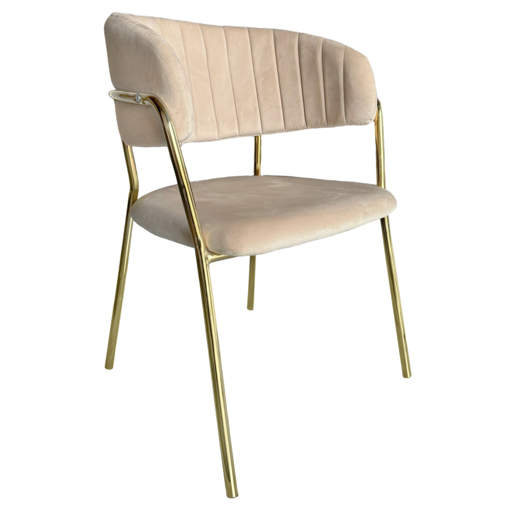 Fotoliu de sufragerie de design ANAGNI TIP 1, bej, Velvet/gold crom auriu, 57x53x76 cm Kondela