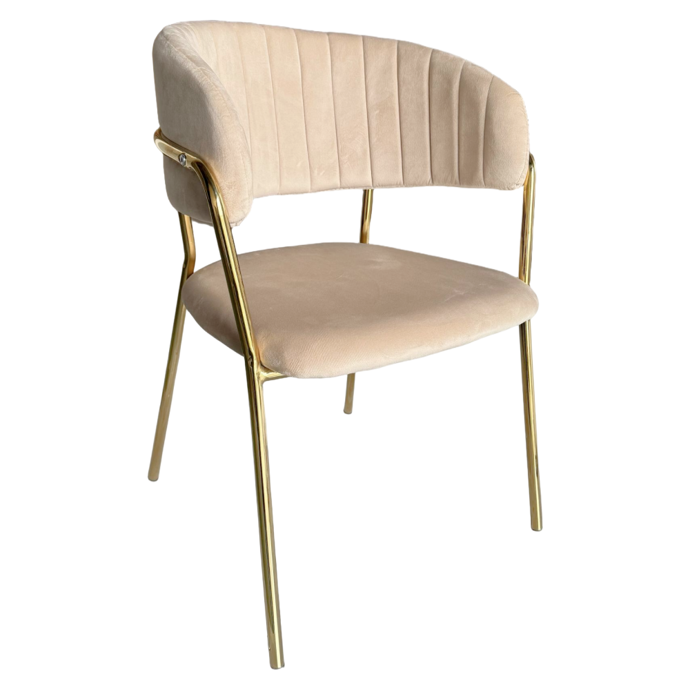 Fotoliu de sufragerie de design ANAGNI TIP 1, bej, Velvet/gold crom auriu, 57x53x76 cm Kondela