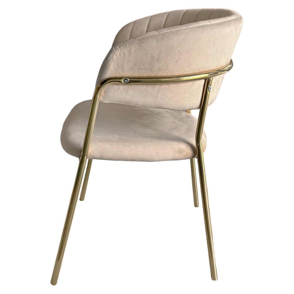 Fotoliu de sufragerie de design ANAGNI TIP 1, bej, Velvet/gold crom auriu, 57x53x76 cm Kondela