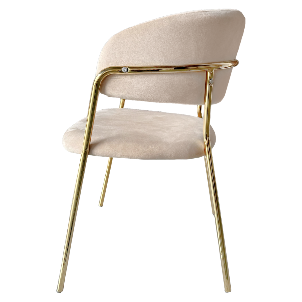 Fotoliu de sufragerie de design ANAGNI TIP 1, bej, Velvet/gold crom auriu, 57x53x76 cm Kondela