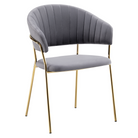 Fotoliu de sufragerie de design ANAGNI TIP 1, gri-maro Velvet/gold crom auriu, 58x53x81.5 cm Kondela