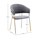 Fotoliu de sufragerie de design ANAGNI TIP 1, gri-maro Velvet/gold crom auriu, 58x53x81.5 cm Kondela
