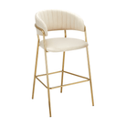 Scaun de bar de design ANAGNI TIP 2, țesătură bej Velvet/gold crom auriu, 55x58x107 cm Kondela