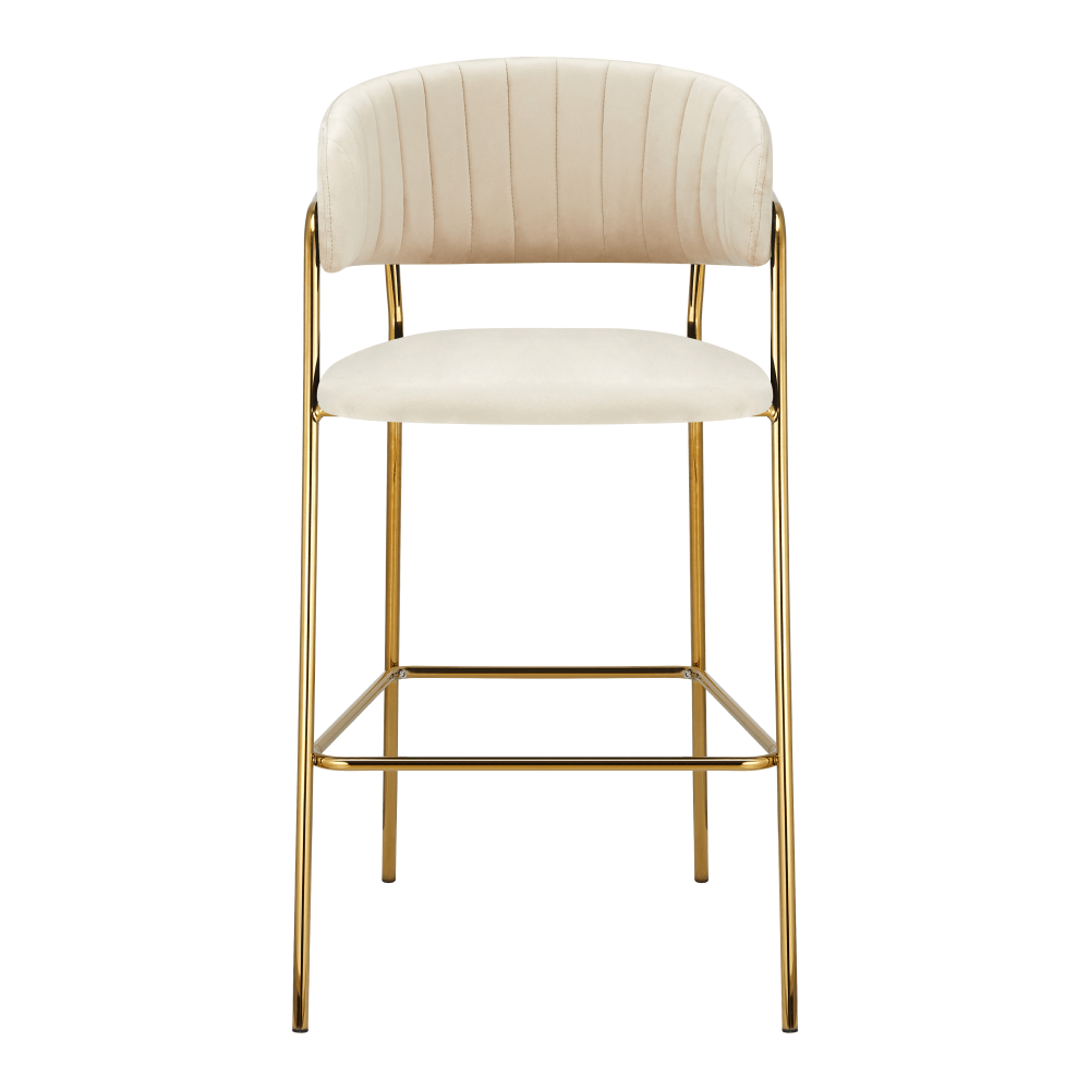 Scaun de bar de design ANAGNI TIP 2, țesătură bej Velvet/gold crom auriu, 55x58x107 cm Kondela