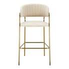 Scaun de bar de design ANAGNI TIP 2, țesătură bej Velvet/gold crom auriu, 55x58x107 cm Kondela