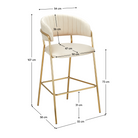 Scaun de bar de design ANAGNI TIP 2, țesătură bej Velvet/gold crom auriu, 55x58x107 cm Kondela